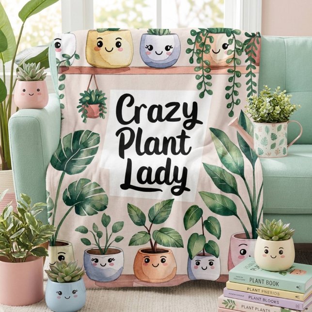 Cute Pastel Houseplant Fleece Blanket (Creator Uploaded)