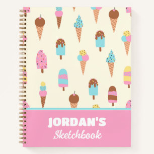 Cute Pastel Ice Cream Sweets   Child's Sketchbook Notebook