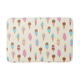 Cute Pastel Ice Cream Sweets Pattern Bath Mat