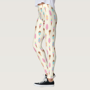 Cute Pastel Ice Cream Sweets Pattern Leggings