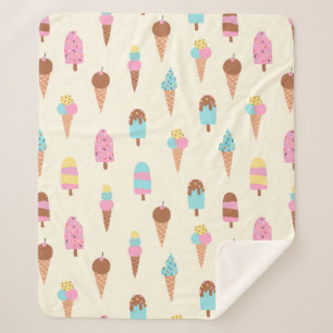 Cute Pastel Ice Cream Sweets Pattern Sherpa Blanket