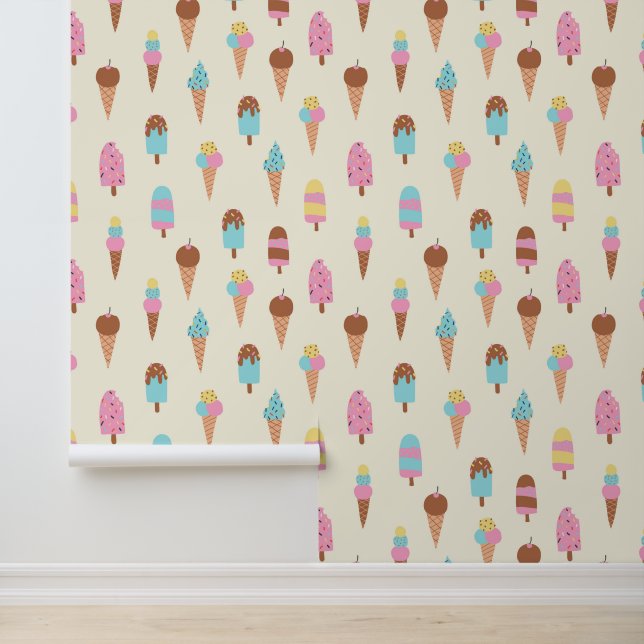 Cute Pastel Ice Cream Sweets Pattern Wallpaper (Application)