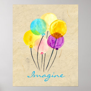 Cute pastel imagine balloons poster