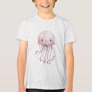 Cute Pastel Jellyfish Watercolor Tri-Blend Shirt