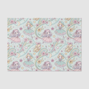 Cute Pastel Kawaii Anime Magical Girls Floral Art Tissue Paper