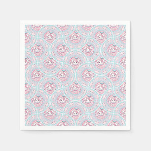 Cute Pastel Kawaii Bunny Dot Mandala Art Deco Fans Napkin