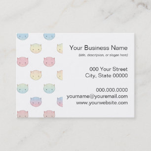 Cute Pastel Kitty Cat Faces Pattern Business Card