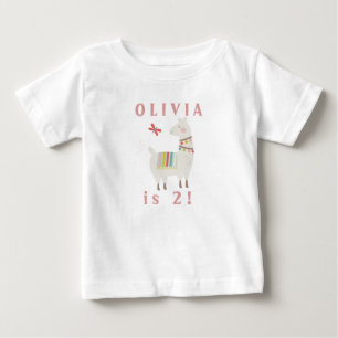 Cute Pastel Llama Birthday Custom Name & Age Baby T-Shirt