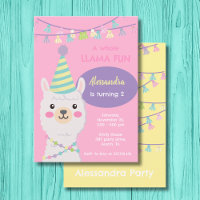 Cute pastel llama party Invitation