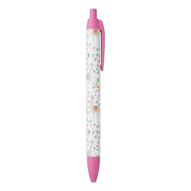Cute Pastel Llama Pattern Black Ink Pen (Bottom (Vertical))