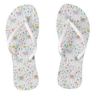 Cute Pastel Llama Pattern Jandals