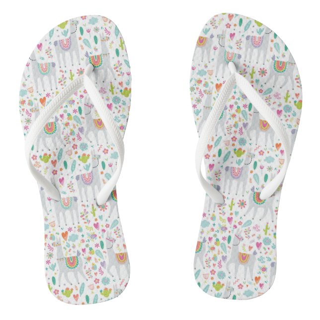 Cute Pastel Llama Pattern Jandals (Footbed)