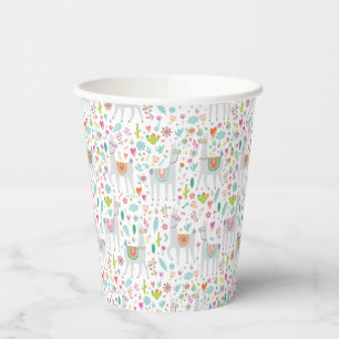 Cute Pastel Llama Pattern Paper Cups
