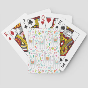 Cute Pastel Llama Pattern Playing Cards