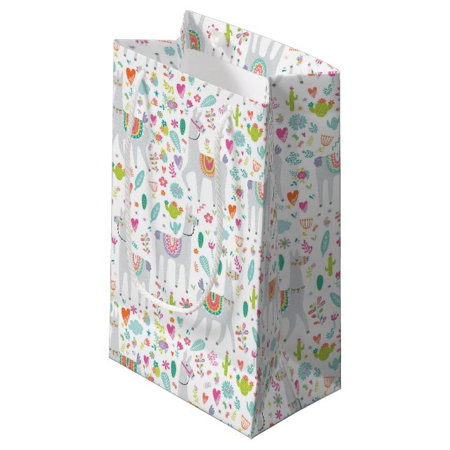 Cute Pastel Llama Pattern Small Gift Bag (Front Angled)