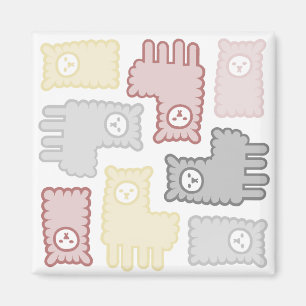 Cute Pastel Llama Puzzle Pattern Magnet