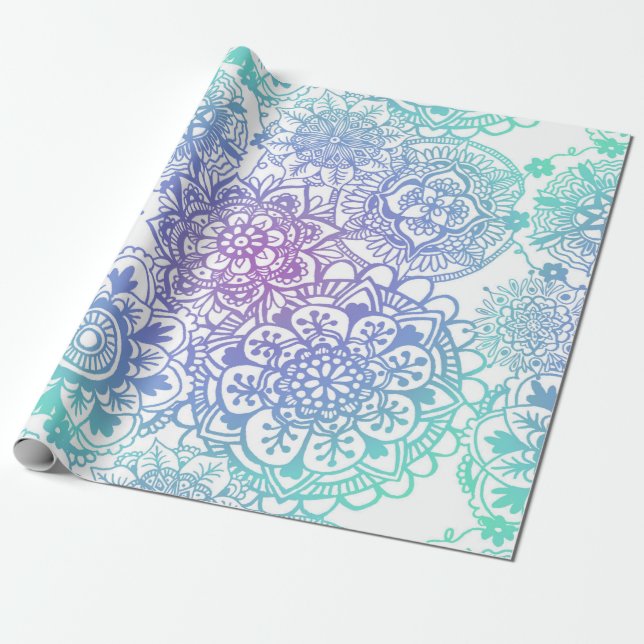 Cute Pastel Mandala Pattern Wrapping Paper (Unrolled)