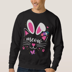 Cute Pastel Meow Cat Bunny Ears Sweatshirt