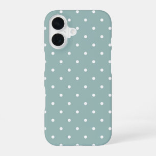 Cute Pastel Mint Green With White Polka Dot Spots iPhone 16 Case