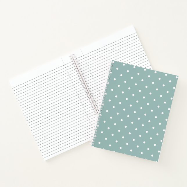 Cute Pastel Mint Green With White Polka Dot Spots  Notebook (Inside)