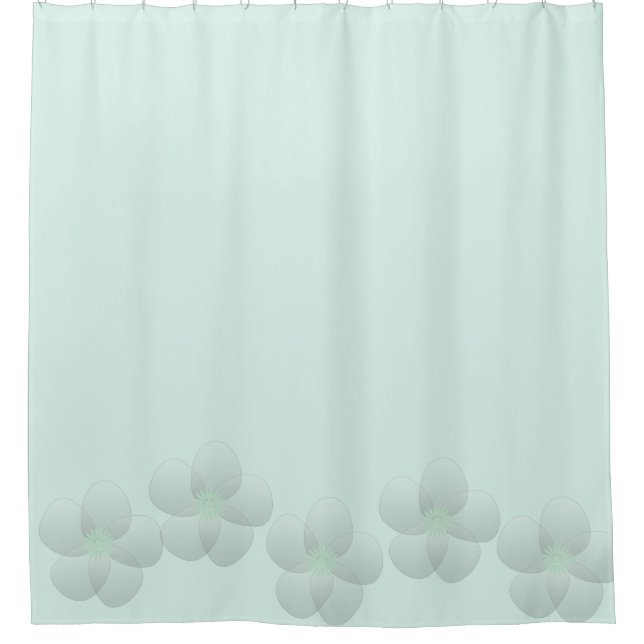 Cute Pastel Mint Sheer Flower Floral Shower Curtain (Front)