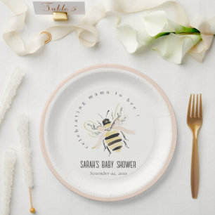 Cute Pastel Mum To Bee Neutral Baby Shower Paper Plate