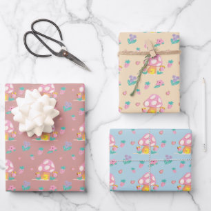 Cute Pastel Mushroom Wrapping Paper Sheet