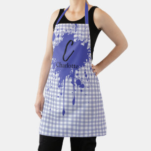 Cute Pastel Navy Gingham Apron
