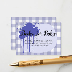 Cute Pastel Navy Gingham Baby Shower Enclosure Card