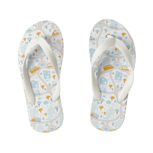 Cute Pastel Neighborhood Map Pattern Kid's Jandals