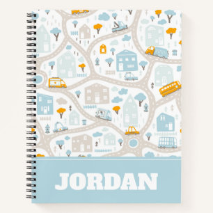 Cute Pastel Neighborhood Map Pattern Notebook