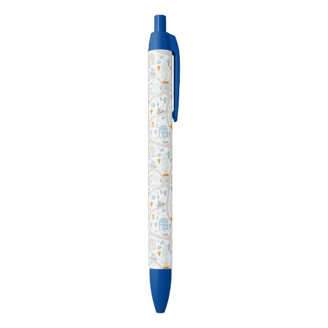 Cute Pastel Neighbourhood Map Pattern Black Ink Pen (Bottom (Vertical))