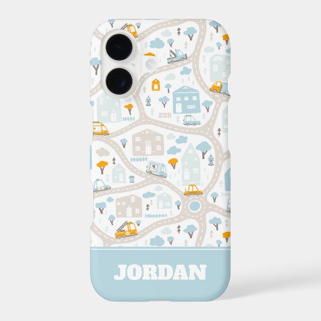 Cute Pastel Neighbourhood Map Pattern iPhone Case (Back)