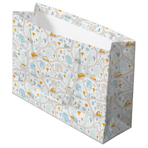 Cute Pastel Neighbourhood Map Pattern Large Gift Bag