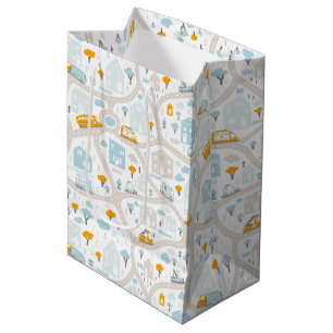 Cute Pastel Neighbourhood Map Pattern Medium Gift Bag