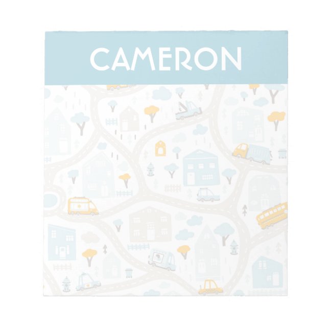 Cute Pastel Neighbourhood Map Pattern Notepad (Front)