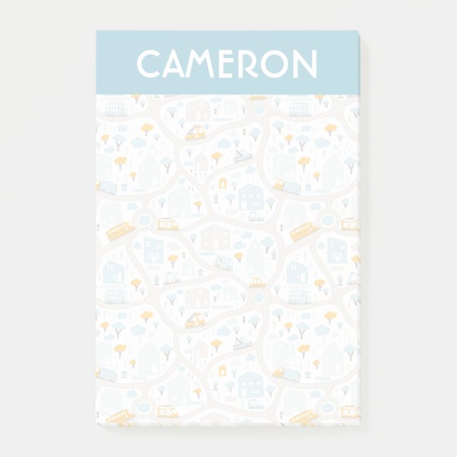 Cute Pastel Neighbourhood Map Pattern Post-it Notes (Front)