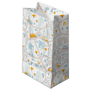 Cute Pastel Neighbourhood Map Pattern Small Gift Bag