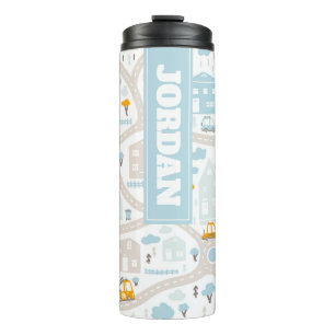 Cute Pastel Neighbourhood Map Pattern Thermal Tumbler
