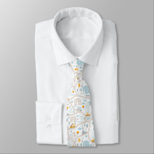 Cute Pastel Neighbourhood Map Pattern Tie