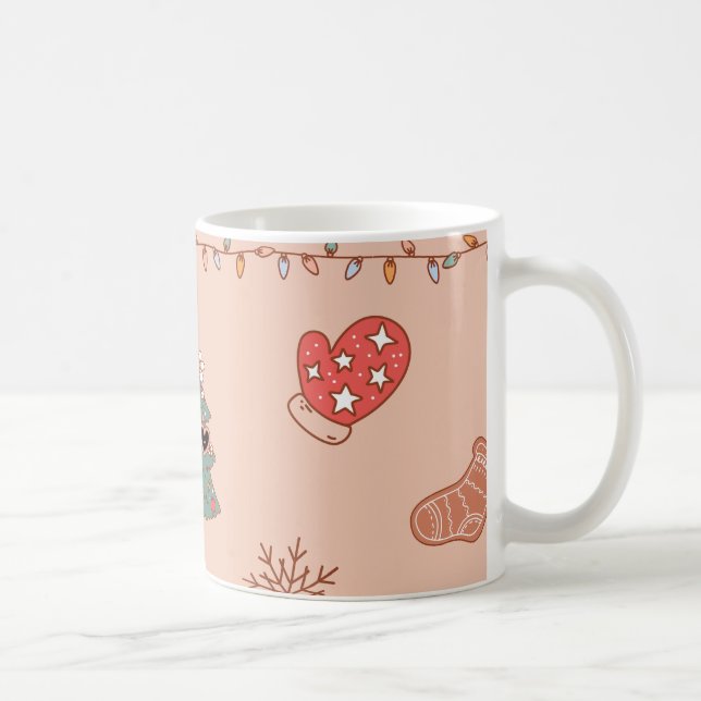 Cute Pastel Nostalgic Retro Christmas Coffee Mug (Right)