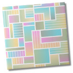 Cute Pastel Ombre Rainbow Geometric Pattern Tile<br><div class="desc">Cute Pastel Ombre Rainbow Geometric Pattern Ceramic Tile. This interesting colour blocked pattern features different shades of many colours of the rainbow and has both an ombre effect and some stripes running throughout. Whether you want to use this tile as a little coaster or trivet for a drink or plate......</div>