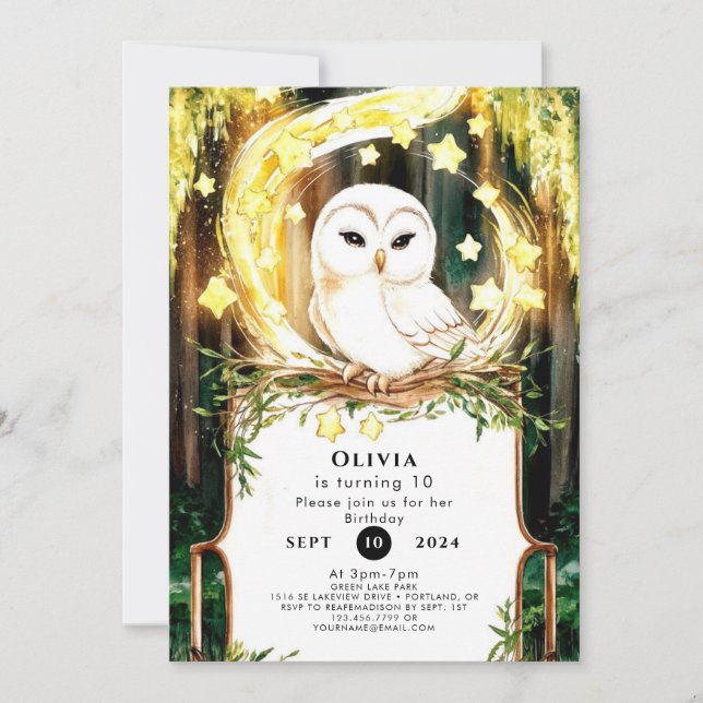 Cute Pastel Owl Birthday Invitation (Front)