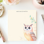 Cute Pastel Owl Minimalist Personalised Name Notepad<br><div class="desc">Add a touch of understated charm to your notes with this personalised notepad. A sweet, pastel-coloured owl perches quietly in the lower-right corner, creating a minimalist and adorable design. The soft, muted background enhances the owl's gentle presence. Customise this notepad with your own text. Perfect for owl lovers, quick notes,...</div>