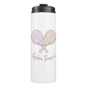 Cute Pastel Padel Custom Name Sports Thermal Tumbler