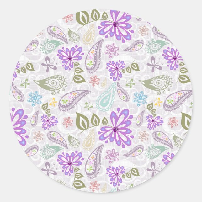 Cute pastel paisley patterns classic round sticker (Front)