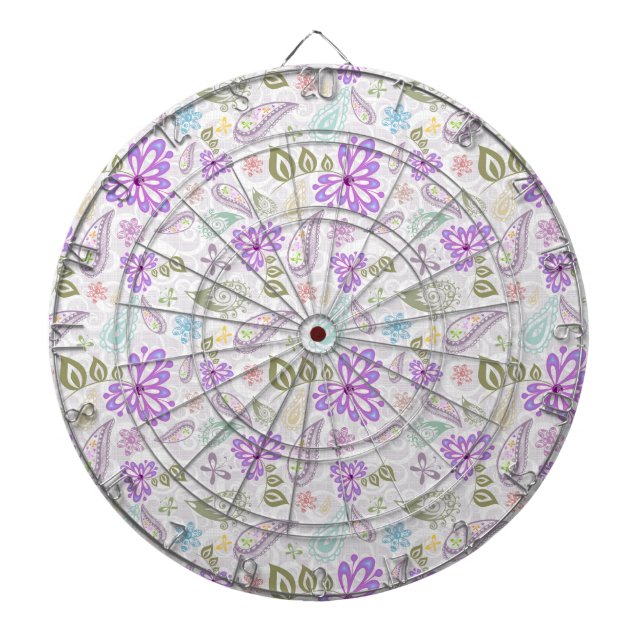Cute pastel paisley patterns dartboard (Front)
