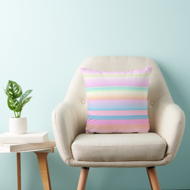 Cute pastel palette artistic striped cushion (Chair)