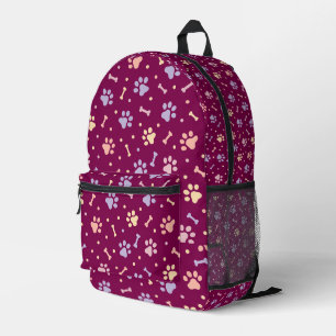 Cute Pastel Paw Print Printed Backpack