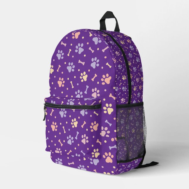 Cute Pastel Paw Print  Printed Backpack (Back Corner Right)
